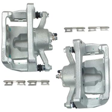 Imagem de Conjunto de pinça de freio a disco traseiro com suporte compatível com Ford F-150 2012-2016 Lobo 2012-2016, Pinças de freio do motorista traseiro esquerdo e passageiro direito pistão único 18B5396