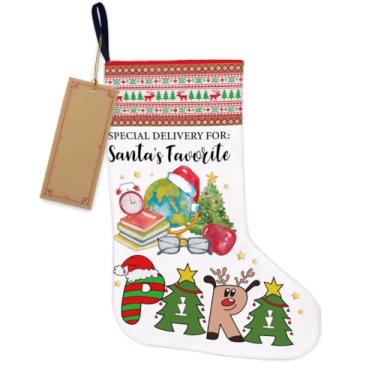 Imagem de Meia de Natal para decoração de árvore de Natal - Entrega especial para presentes paraprofissionais favoritos do Papai Noel para pendurar para lareira, escadas de parede, decoração de Natal 45,7 x