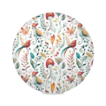 Imagem de JUZIHAI Jogo americano de aquarela com pássaros, 38 cm, redondo, conjunto de 4 tapetes de mesa de jantar antiderrapantes resistentes ao calor, laváveis e antiderrapantes para decoração de cozinha