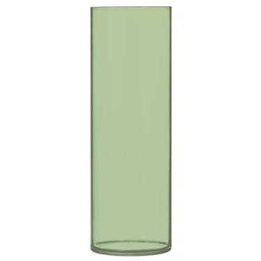 Imagem de JUZIHAI Vaso de cor sólida verde sálvia para flores 9,9 cm x 30 cm Cilindro de plástico moderno vaso de flores para centro de mesa de casamento decoração de casa
