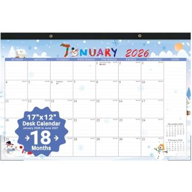 Imagem de Calendário de mesa 2025 grande, 56 x 43 cm, calendário de mesa com capa de plástico, 18 meses, seção de notas (areia, 43 x 30 cm)