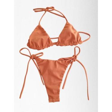 Imagem de Biquini Feminino Cortininha Calcinha Fio Duplo De Amarrar - GlauF, Ter