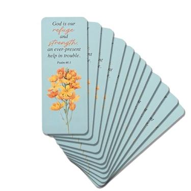 Imagem de Dicksons Marcador de livro cristão inspirador para livros, estudo bíblico, diários de 6 x 18 cm laminado cartolina floral God is our refúgio, pacote com 12