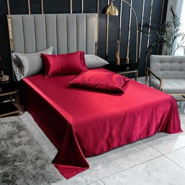 Imagem de Lençol Superior Casal Queen Com 2 Fronhas Cetim Seda Brilho - Confecçõ