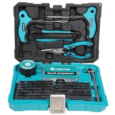 Imagem de Libraton Kit de reparo de pneu, kit de plugue de pneu 78 peças, ferramentas de reparo profissionais resistentes para consertar furos e plugue, kit de remendo de pneu sem câmara para carro, motocicleta