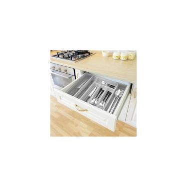 Imagem de Organizador de Talheres, Plástico, Cinza, 39,5 x 11 x 5,5 cm, 339g, Compartimentos Internos, para Gavetas e Bancada