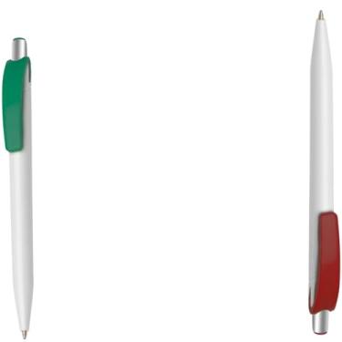 Imagem de Caneta Esferográfica Retrátil, Escrita Azul, Refil Tipo Parker, Plástico, (Verde e Vermelho)