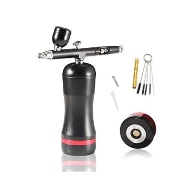 Imagem de Auto Start Stop Substitua a bateria Airbrush Compressor Kit Modelo spray caneta beleza Cosméticos Maquiagem Salon Tattoo Airbrush temporária(Part C Black)