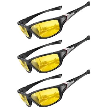 Imagem de QALLY Polarized-Óculos de sol masculinos esportivos masculinos: óculos de sol com proteção UV400 para dirigir, golfe, pesca, corrida, Visão noturna/visão noturna/visão noturna, Medium