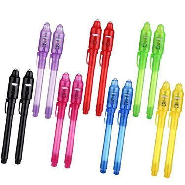 Imagem de SCStyle Caneta de tinta invisível, caneta de espião canetas infantis para escrever mensagem secreta caneta dia dos namorados dia da páscoa Dia das Bruxas Natal festa de aniversário bolsa presente, canetas de tinta invisíveis com luz UV para crianças (14 peças)