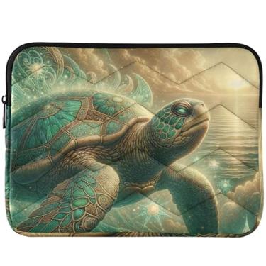 Imagem de Capa para notebook fantasia vintage tartaruga marinha acolchoada para MacBook Air 13 polegadas, capas e capas universais de 13 a 14 polegadas