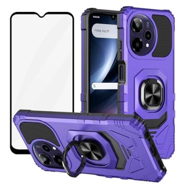 Imagem de Ailiber Capa para Cricket Icon Pro 2026/ATT Motivate Pro 2 5G, com protetor de tela, suporte de anel para suporte magnético de carro, capa de armadura resistente à prova de choque resistente - roxa