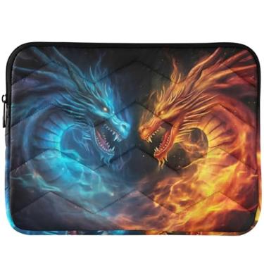 Imagem de Capa para notebook Dragons Fighting Flames Cute Laptop Sleeve para Macbook Pro 14 polegadas capa universal para laptop 13-14 polegadas linda capa para laptop