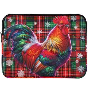 Imagem de Capa para laptop Rooster Christmas Tartan Puffy para MacBook Pro 14 polegadas, universal, acessórios de computador de 13 a 14 polegadas