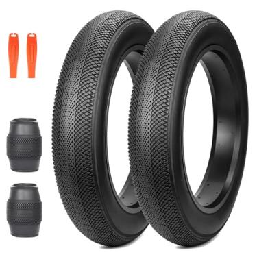 Imagem de MEGHNA Pneu de bicicleta 24 x 4 cm Mountain Bike Fat Tire com tubos Groove Tread Pneu dobrável de 61 cm para bicicleta de neve Fat Bike (preto - 2 pneus, 61 x 10 cm)