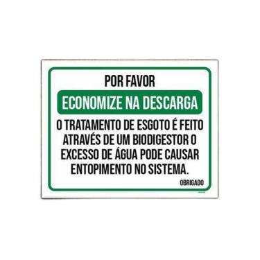 Imagem de Placa Sinalização - Economize Na Descarga Biodigestor 27X35