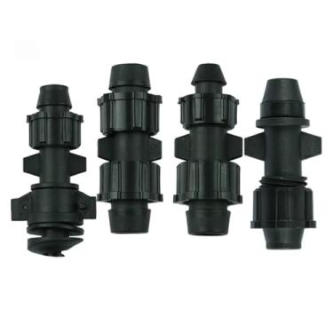 Imagem de JDIME 5 peças de irrigação por gotejamento de 16 mm com trava mãe trava dupla direta, junta direta, tubo de gotejamento, acessórios para tubos de irrigação por gotejamento (passagem por gotejamento)