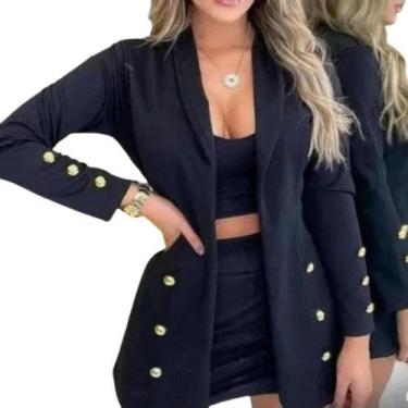 Imagem de Conjunto 3 Peças Max Blazer C/ Cropped Short Saia - J&R, Preto, G