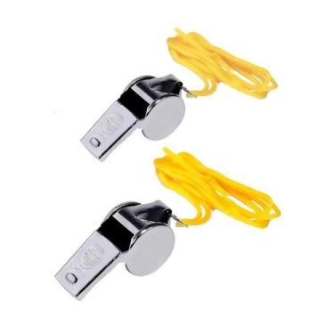 Imagem de Kit 2 Apitos Profissionais De Metal E Corda Som Forte Para Esporte, Ju