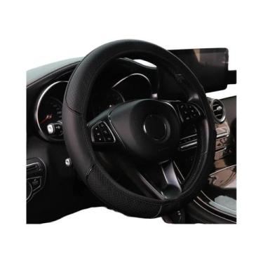 Imagem de Capa De Volante De Couro Com Listras Vermelhas E Azuis Para Carros De 