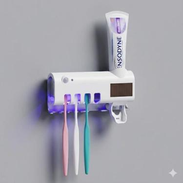 Imagem de Suporte Porta Escova de Dente e Dispenser Creme Dental Pasta de Dente 