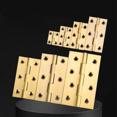 Imagem de Conjunto de 4 dobradiças de latão escovado e selado para porta de caixa de joias