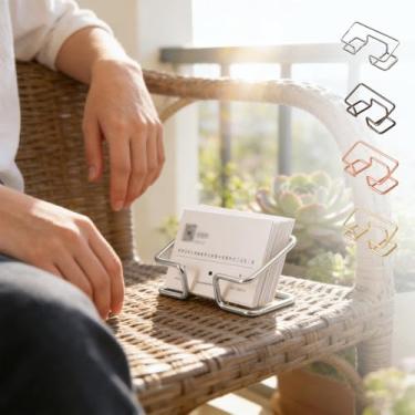 Imagem de Porta-cartões de visita para mesa, organizadores de cartões de metal fofos e acessórios de mesa de escritório para homens e mulheres