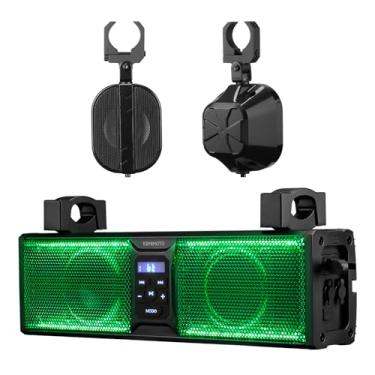 Imagem de KEMIMOTO Sistema de barra de som UTV 2.1 canais, barra de som ATV de 43 cm com luzes RGB BT5.3 IP66 à prova d'água, alto-falantes SXS com subwoofer de teto de áudio compatíveis com Polaris RZR Can-Am
