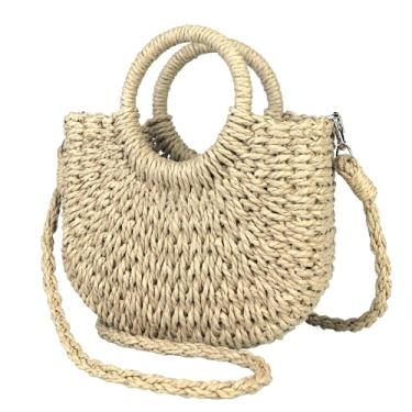 Imagem de Ondeam Bolsa de ombro boho, bolsa tiracolo de tecido de palha, bolsa clutch para noite para mulheres, Bege, Medium
