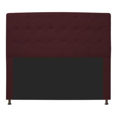 Imagem de Cabeceira Estofada Dama 195 cm King Size Com Botonê Corano Bordô - Doc