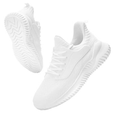 Imagem de VIPSUPER Tênis feminino de caminhada – Espuma viscoelástica, sem cadarço, academia, treino, enfermagem, conforto e trabalho, leve, Todo branco, 37