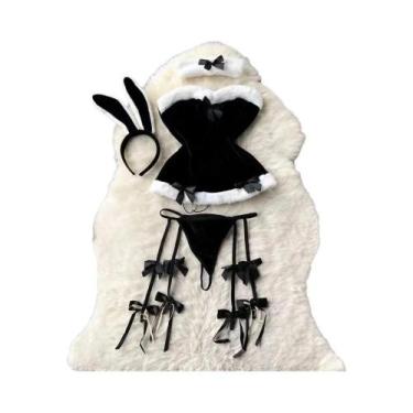 Imagem de Macacão Cosplay Sexy De Coelhinha Vermelho Sem Costas Com Cadarço E Ci