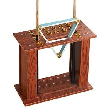 Imagem de Elegante rack de madeira para tacos de piscina de 12 furos - Suporte de piso multifuncional para tacos de bilhar e varas de pesca, montagem fácil, design elegante de sequoia (tipo 3)