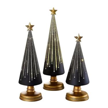 Imagem de Árvores de Natal estreladas noturnas | Árvore de Natal de resina com luzes, decorações de férias para escola, sala de aula, sala de estar, apartamento, férias, casa, festa,
