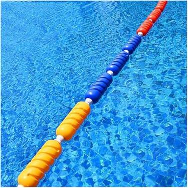 Imagem de Corda de segurança de piscina ajustável com bóias e ganchos, divisor de piscina à prova de intempéries de 14 m/46 pés para natação segura, linha de segurança de piscina durável, corda de barreira de