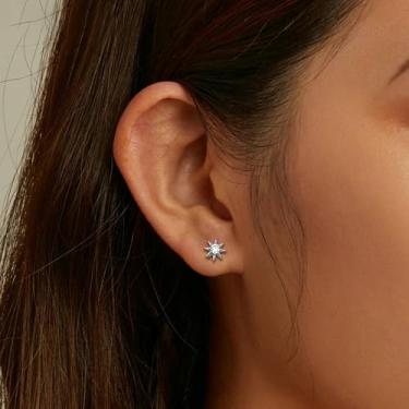 Imagem de Conjunto de brincos femininos banhados a ouro 14K para cartilagem de zircônia cúbica pequena de 6 mm, standard, Cobre, Sem pedra preciosa