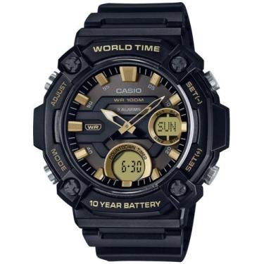 Imagem de Relógio CASIO masculino preto dourado anadigi AEQ-120W-9AVDF