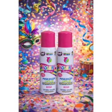 Imagem de Kit 2 Tintas Spray Divertida Para Cabelo Fashion Pink 125ml/55g Axé Br