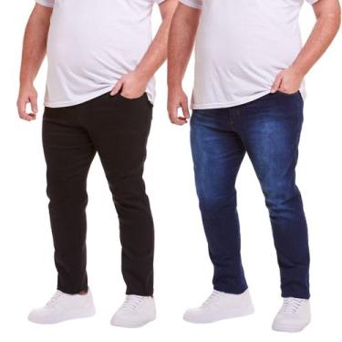 Imagem de Kit 2 Calça Jeans Skinny Plus Size - Daze Modas, 56, Jeans escuro, Pre