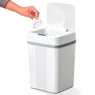 Imagem de Lixeira Sensor Inteligente Estocasa Plástico 18L Banheiro Cozinha Escr