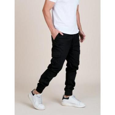 Imagem de Calça cargo jogger masculina 6 Bolsos sarja skate casual 2025Hip-Hop E