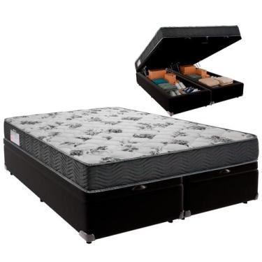 Imagem de Cama Baú Queen e Colchão ISO 100 Espuma Ortobom Preto