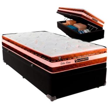 Imagem de Cama Box Baú Solteirão e Colchão Esplendor Molas Ensacadas Luckspuma P