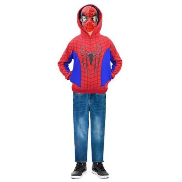 Imagem de Blusa Moletom Homem Aranha Infantil Com Mascara Vingadores - Fantasia 