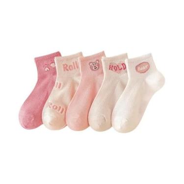 Imagem de Meias Infantis De Cano Médio Com Desenho De Urso Rosa Para Meninas, 5 