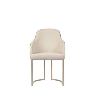 Imagem de Cadeira Estofada com Pés de Aço Albany Champanhe/Linked/Caramel