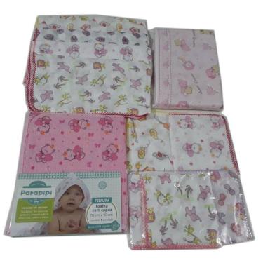 Imagem de Kit 1 Toalha Banho Capuz 18 Fraldas 1 Travesseiro Menina