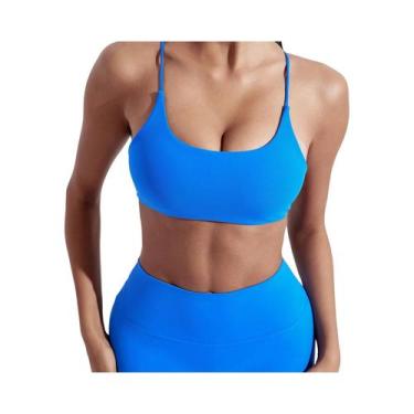 Imagem de Sutiã Esportivo Feminino De Cor Sólida Com Alças Cruzadas Para Yoga, F