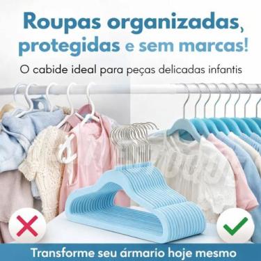 Imagem de Kit 10 Unidades Cabide Infantil Veludo Azul - GLOBAL MIX