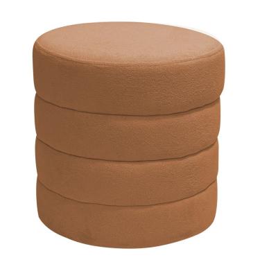 Imagem de Puff Decorativo Redondo Mid Bouclé Terracota - Nexta Casa